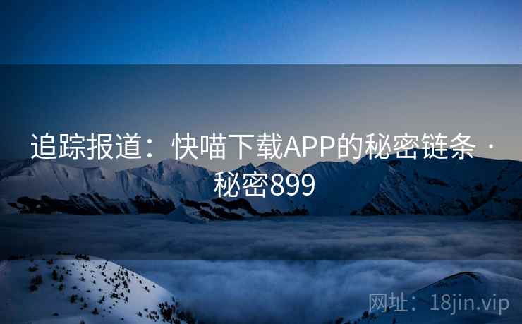 追踪报道：快喵下载APP的秘密链条 · 秘密899
